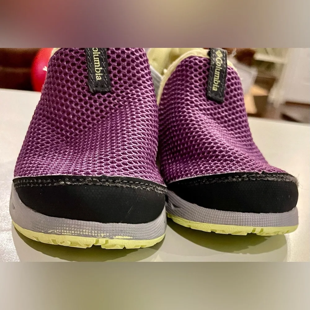 Columbia Girls size 11 slip on mesh purple grey Omni-grip swim shoe